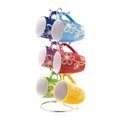 Home Basics 6 Piece Daisy  Mug Set with Stand, MultiColor MS30105